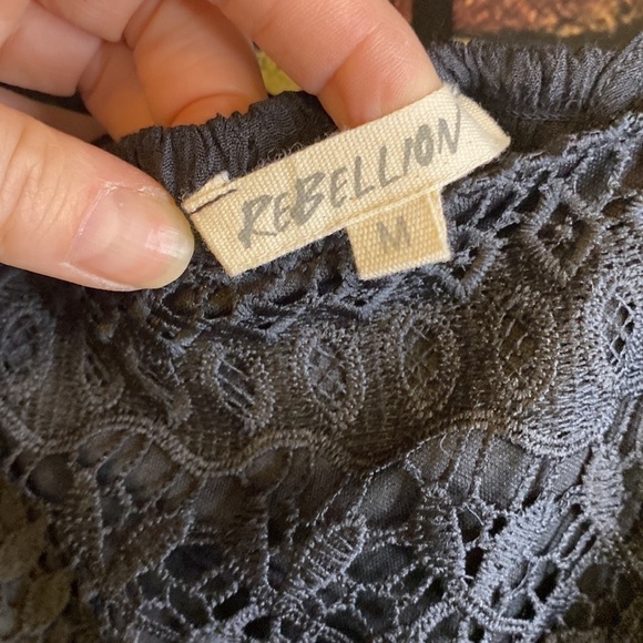 Rebellion Black Embroidered Sequins Top Size S - Picture 12 of 14